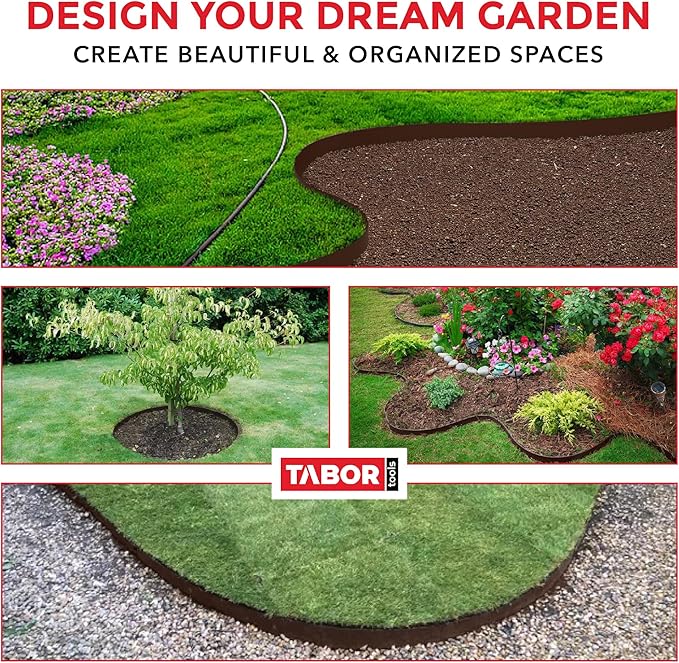 TABOR TOOLS 40 Ft Terrace Board, 5 Inch High, 0.1" Inch Thickness, Landscape Edging Coil, Grass Barrier, Bender Board, Garden Liner, ES34. (Brown)
