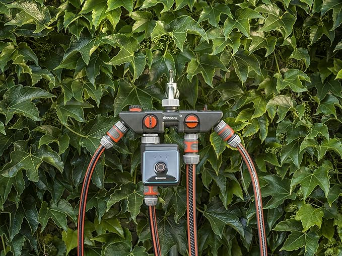 Gardena 38194 Four Channel Water Distributor Garden Hose Valve, Grey/Orange