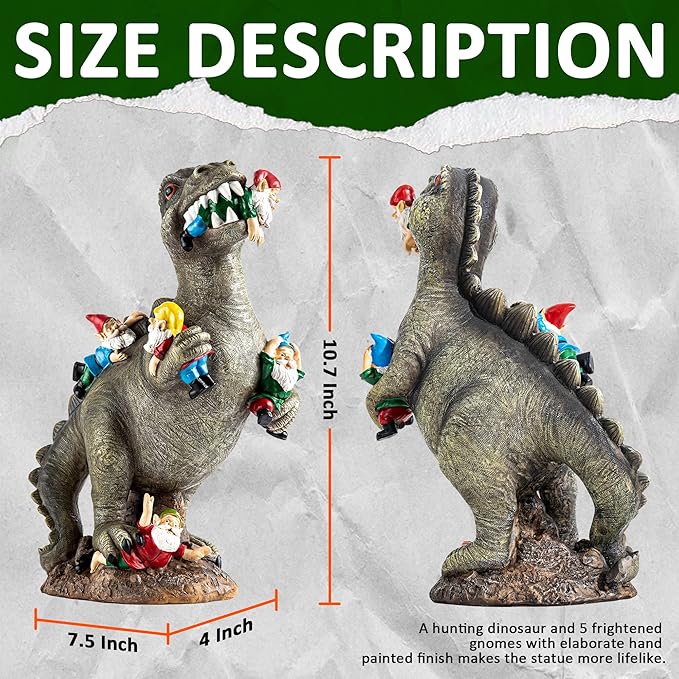 Dinosaur Gnomes Garden Statues Garden Decor Yard Decorations Outdoor, Patio, Yard, Lawn Ornaments Unique Housewarming Gifts for Women, Mom for Mothers Day