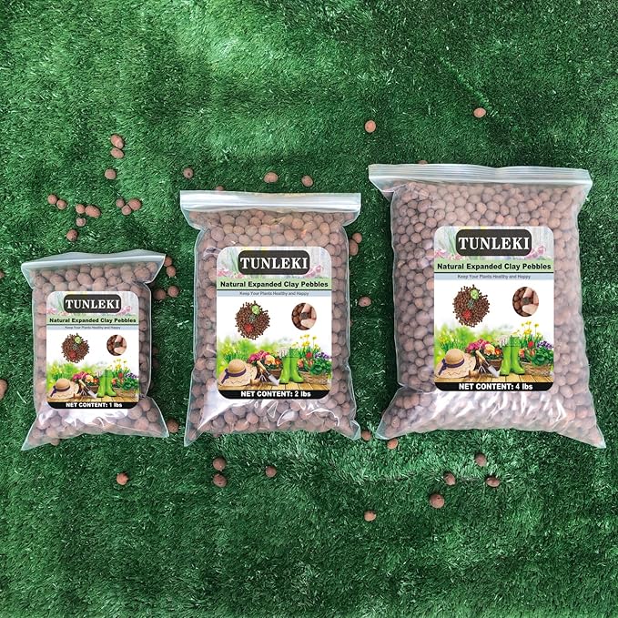 4Lbs Leca Expanded Clay Pebbles, 8-16mm Expanded Clay Aggregate, Natural Clay Pebbles for Hydroponic & Aquaponics Growing, Orchid Potting Mix, Hydroponics Supplies for Indoor Garden Plants