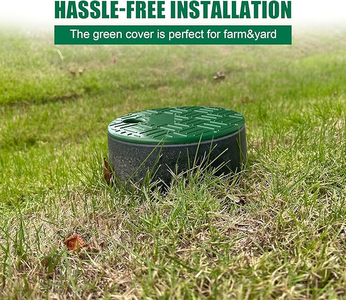 24 Sets Durable PP Valve Boxes-Anti Slip 6 in Sprinkler Valve Box,Plastic Round Irrigation Valve Box for Garden Yard Outdoor Lawn Grassland Ground Farm, Green&Black Water Meter Box
