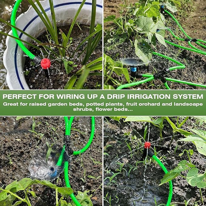 Drip Irrigation Hose 100FT 1/4 inch Green Blank Distribution Hose Perfect for DIY Garden Irrigation Tubing System, Hydroponics, Misting Tubing