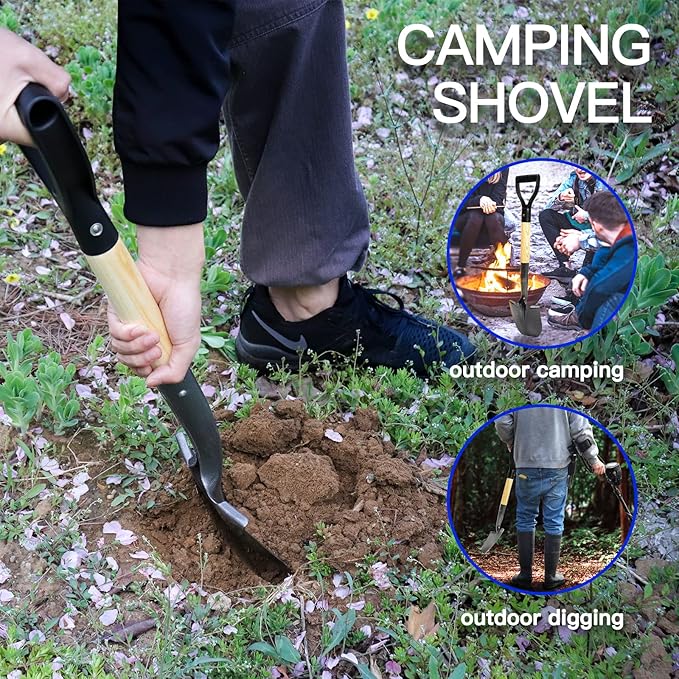 Small Shovel,Short Handle Shovel,Overall Length 28 Inches,Kids Shovels for Digging,Shovels for Gardening,Metal Sand Shovel, Metal + Wooden