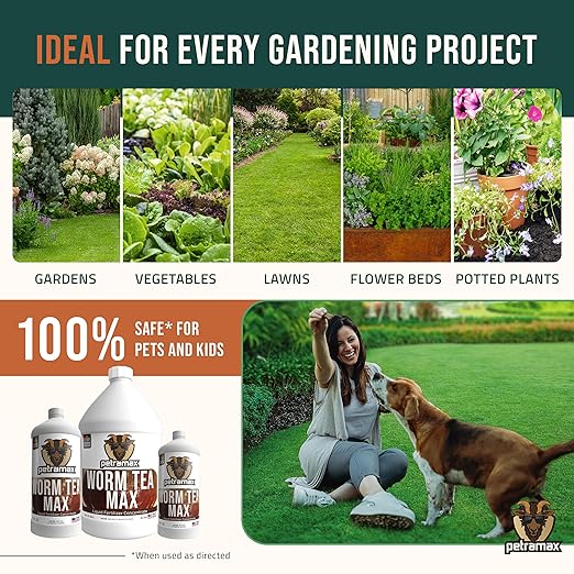 Worm Tea for Gardening Soil, Worm Tea Fertilizer Liquid - Worm Castings, Earthworm Casting Manure Fertilizer - Earthworm Tea Worm Castings - PetraTools Worm Casting Concentrate (32 oz)