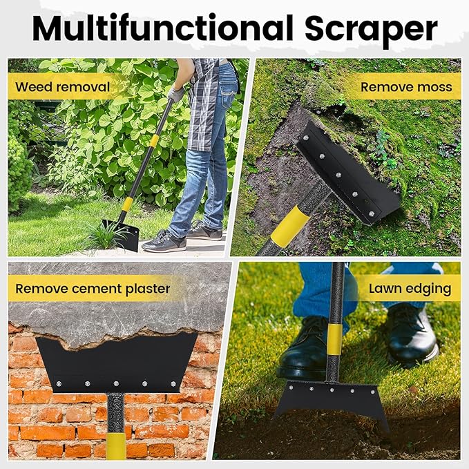 Garden Cleaning Shovel, Multifunctional Flat Shovel Floor Scraper Manual Weeder, 88" Long Handle Ice Chopper Snow Shovel Spade, Heavy Duty Garden Tool for Lawn Edging, Scraping, Ice Removal