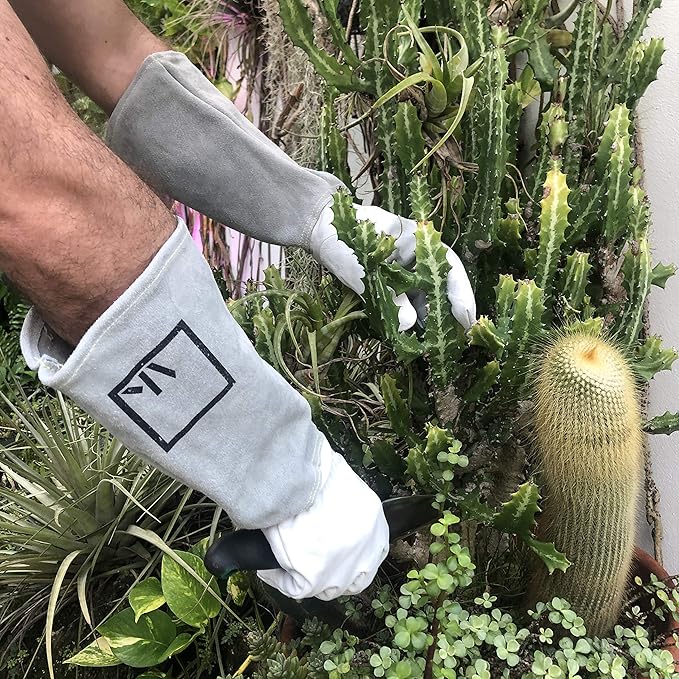 Rose Pruning Gloves Gauntlet Garden Gloves Leather Long Gardening Gloves for Women Rose Gloves Cut Proof Work Gloves White Garden Gloves for Rose Gardening Gloves Rose Bushes Ready to Plant Cowhide L
