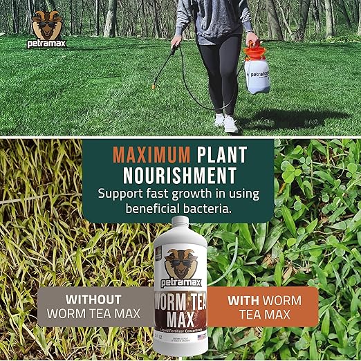 Worm Tea for Gardening Soil, Worm Tea Fertilizer Liquid - Worm Castings, Earthworm Casting Manure Fertilizer - Earthworm Tea Worm Castings - PetraTools Worm Casting Concentrate (32 oz)