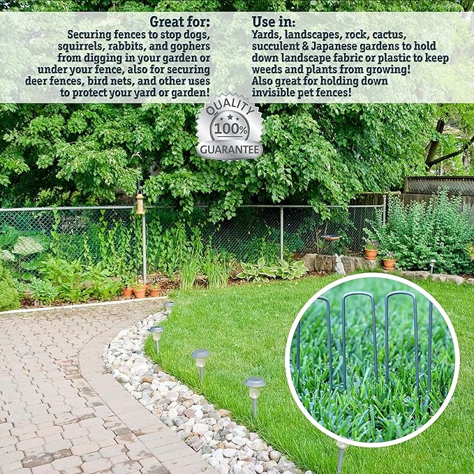 75 6-Inch Garden Landscape Staples Stakes Pins - USA Strong Pro Quality Built to Last. Weed Barrier Fabric, Ground Cover, Soaker Hose, Lawn Drippers, Irrigation Tubing, Wireless Invisible Dog Fence…