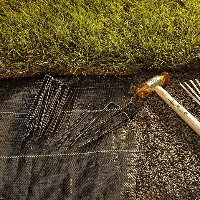 Pack of 50 x 6''/150mm U-Shaped Multi-Purpose Steel Garden Securing Pegs - Ideal for securing Weed Fabric, Landscape Fabric, Netting, Ground Sheets and Fleece - Made of 2.9mm Steel Wire